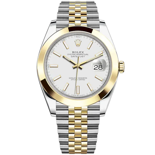 Datejust 41 41mm Jubilee Bracelet Oystersteel and Yellow Gold with White Dial Yellow Gold Bezel