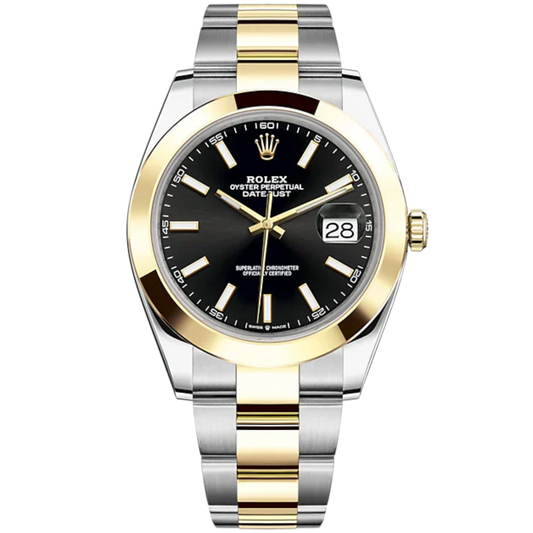 Datejust 41 41mm Oyster Bracelet Oystersteel and Yellow Gold with Bright Black Dial Yellow Gold Bezel