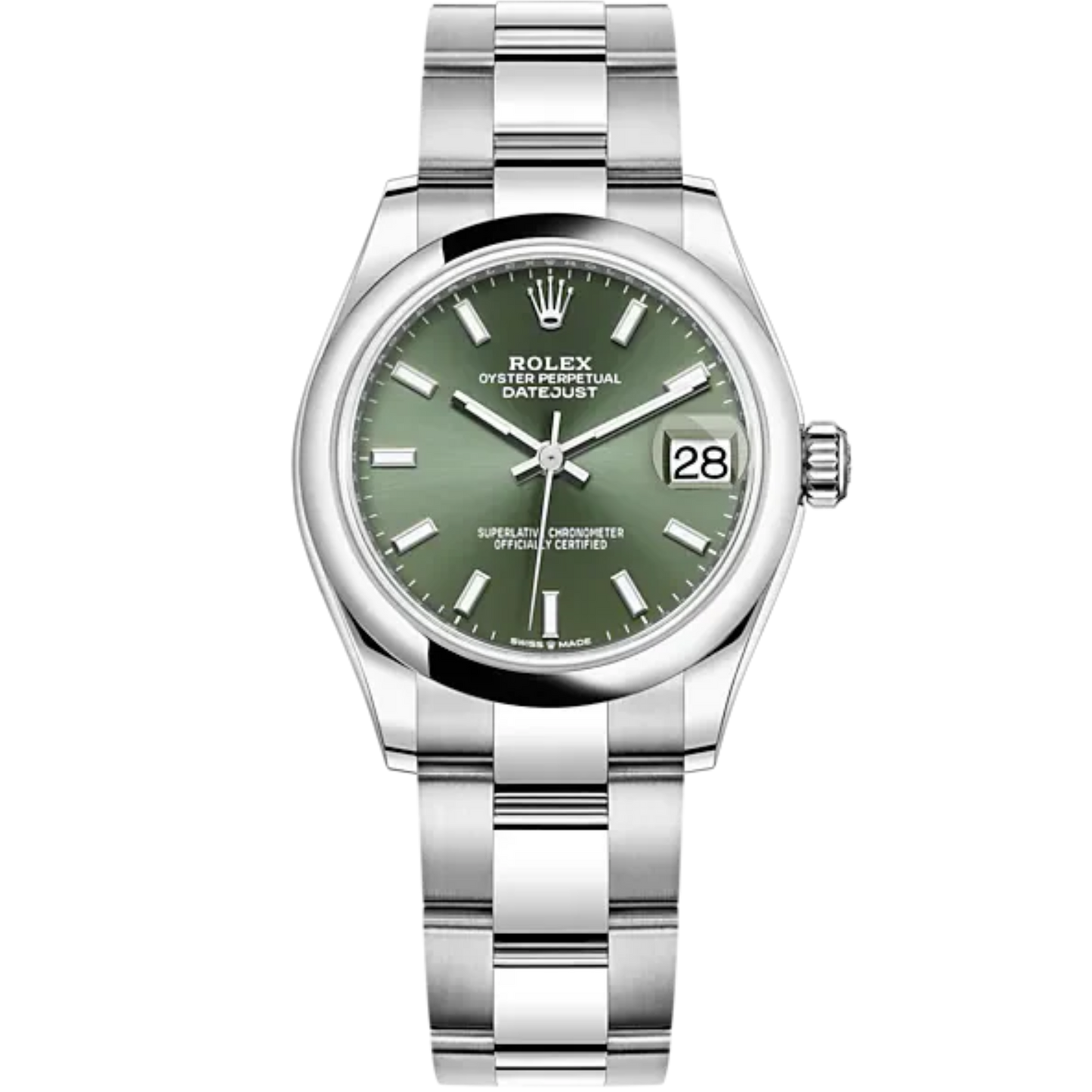 Datejust 31 31mm Oyster Bracelet Oystersteel and White Gold with Mint Green Dial Oystersteel Bezel