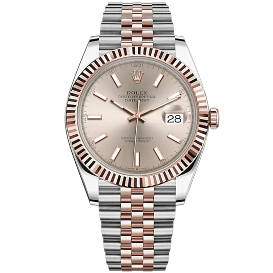 Rolex Datejust Ref. 126331 41MM Two Tone RG/SS Sundust Dial Fluted Bezel on Jubilee