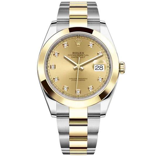 Datejust 41 41mm Oyster Bracelet Oystersteel and Yellow Gold with Champagne-Colour Diamond-Set Dial Yellow Gold Bezel
