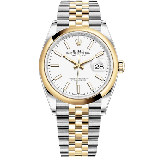 Datejust 36 36mm Oystersteel Jubilee Bracelet and Yellow Gold with White Dial Domed Bezel