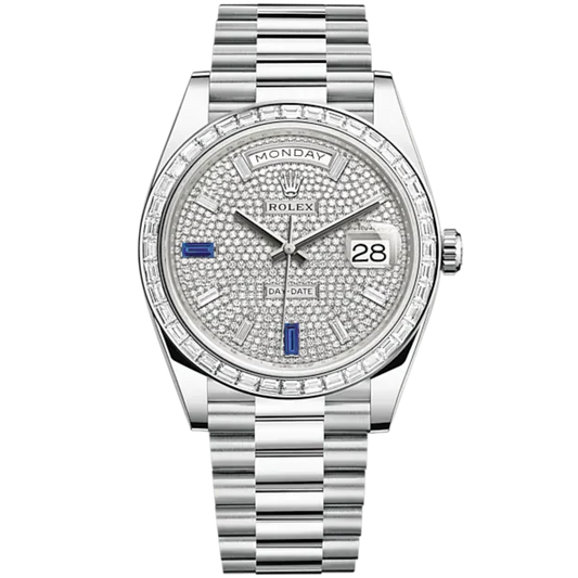 Day-Date 40 40mm President Bracelet and Platinum with Diamond-Paved Dial and Diamond-Set Bezel