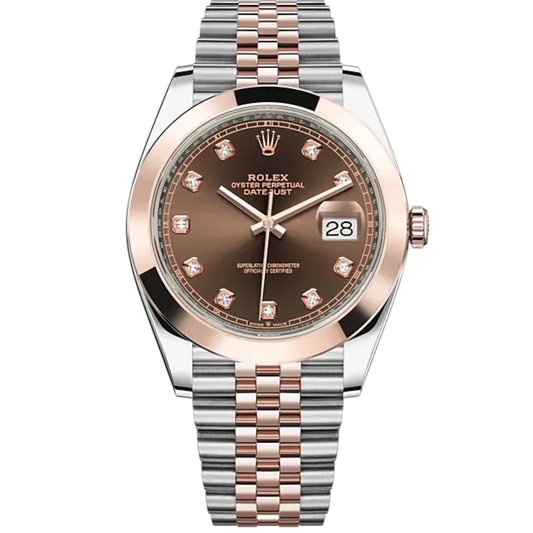 Datejust 41 41mm Jubilee Bracelet Oystersteel and Everose Gold with Chocolate Diamond-Set Dial Everose Gold Bezel