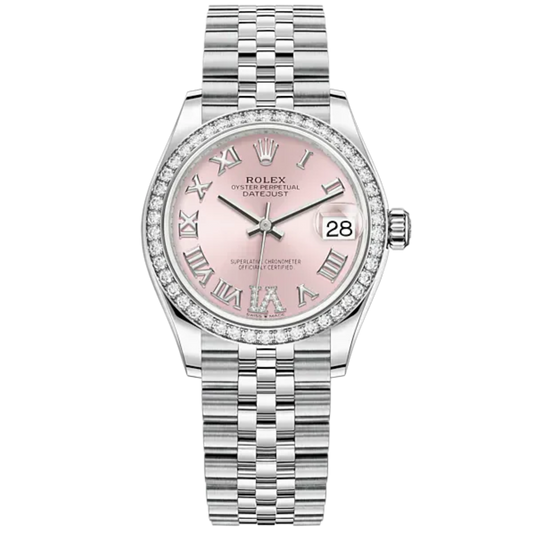 Datejust 31 31mm Jubilee Bracelet Oystersteel and White Gold with Pink Diamond Dial Diamond-Set Bezel