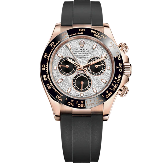 Cosmograph Daytona 40MM Oysterflex Bracelet Meteorite and Black Dial Black Cerachrom Bezel With Tachymetric Scale and Rose Gold Case