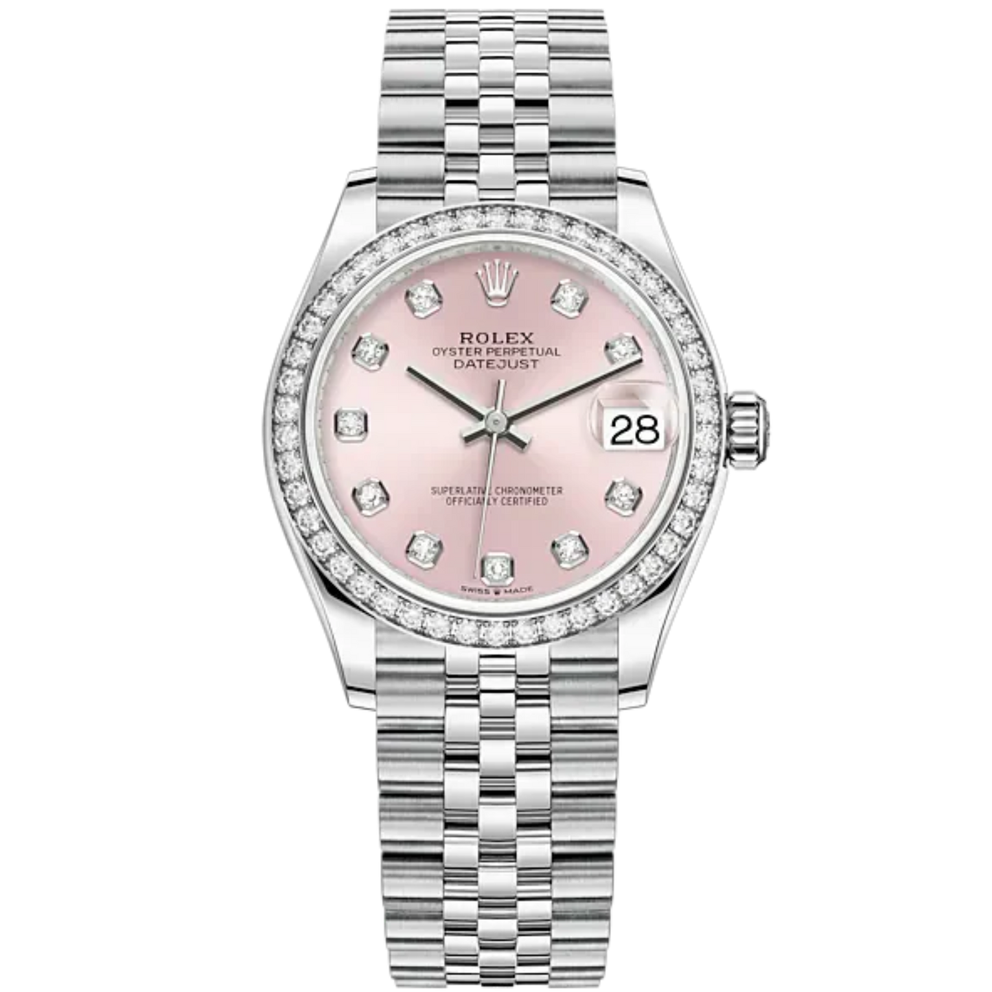 Datejust 31 31mm Jubilee Bracelet Oystersteel and White Gold with Pink Diamond-Set Dial Diamond-Set Bezel