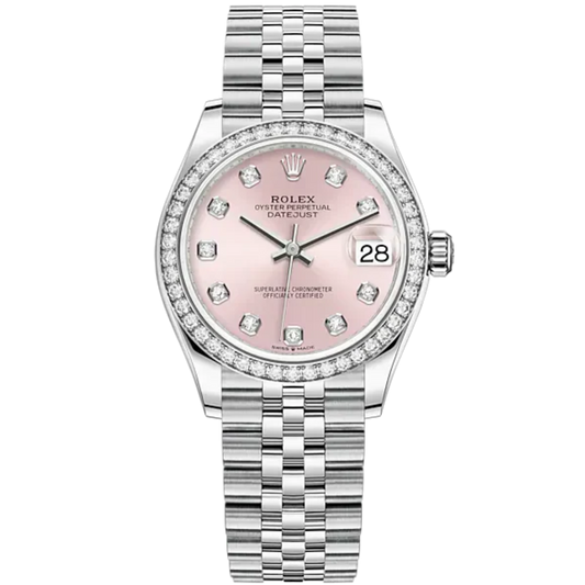 Datejust 31 31mm Jubilee Bracelet Oystersteel and White Gold with Pink Diamond-Set Dial Diamond-Set Bezel