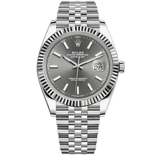 Datejust 41 41mm Jubilee Bracelet Oystersteel and White Gold with Slate Dial Fluted Bezel