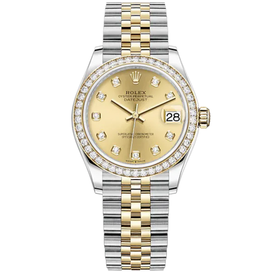 Datejust 31 31mm Jubilee Bracelet Oystersteel and Yellow Gold with Champagne-Colour Diamond-Set Dial Diamond-Set Bezel