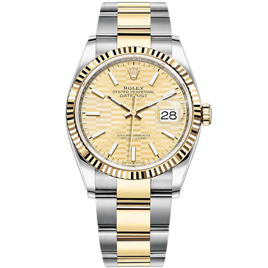Datejust 36 36mm Oyster Bracelet Oystersteel and Yellow Gold with Golden Dial Fluted-Motif Dial Fluted Bezel
