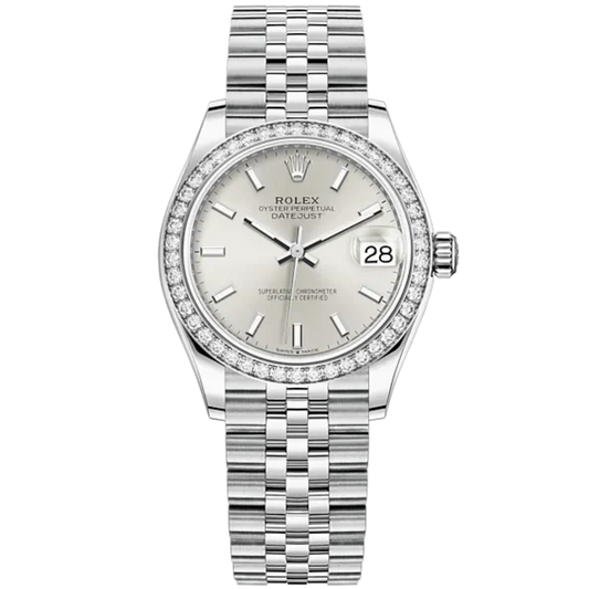 Datejust 31 31mm Jubilee Bracelet Oystersteel and White Gold with Silver Dial Diamond-Set Bezel