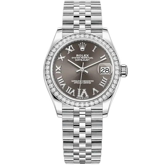 Datejust 31 31mm Jubilee Bracelet Oystersteel and White Gold with Dark Grey Diamond Dial Diamond-Set Bezel