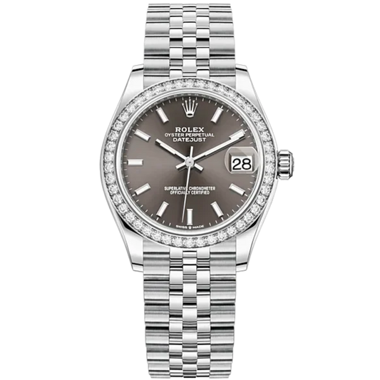 Datejust 31 31mm Jubilee Bracelet Oystersteel and White Gold with Dark Grey Dial Diamond-Set Bezel