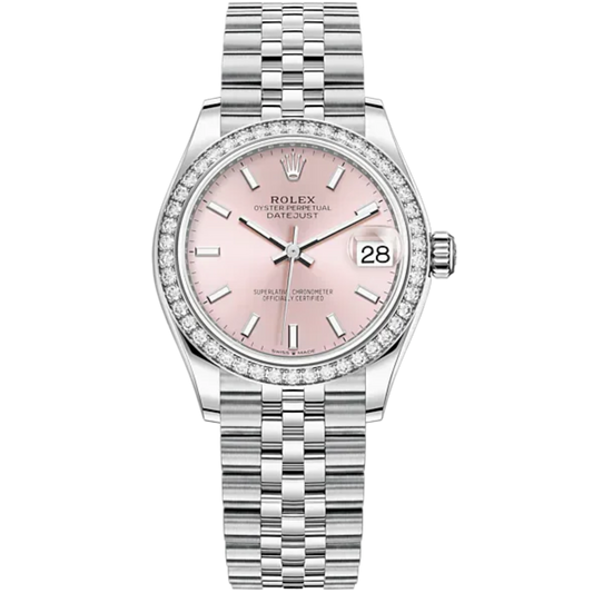 Datejust 31 31mm Jubilee Bracelet Oystersteel and White Gold with Pink Dial Diamond-Set Bezel