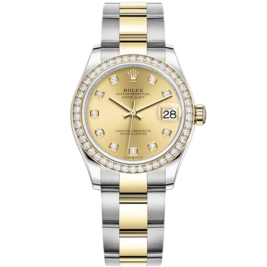 Datejust 31 31mm Oyster Bracelet Oystersteel and Yellow Gold with Champagne-Colour Diamond-Set Dial Diamond-Set Bezel