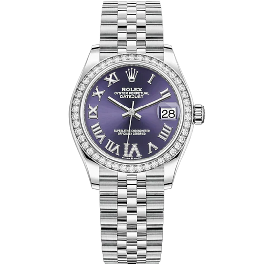 Datejust 31 31mm Jubilee Bracelet Oystersteel and White Gold with Aubergine Diamond Dial Diamond-Set Bezel