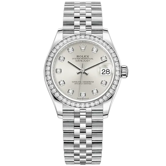 Datejust 31 31mm Jubilee Bracelet Oystersteel and White Gold with Silver Diamond-Set Dial Diamond-Set Bezel