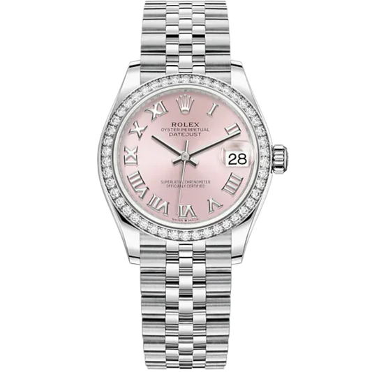 Datejust 31 31mm Jubilee Bracelet Oystersteel and White Gold with Pink Roman Dial Diamond-Set Bezel