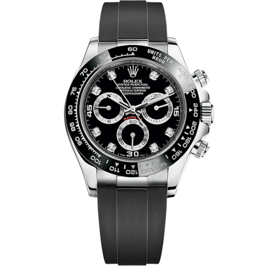 Cosmograph Daytona 40MM Oysterflex Bracelet Black and Diamond-Set Dial Black Cerachrom Bezel With Tachymetric Scale