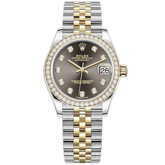 Datejust 31 31mm Jubilee Bracelet Oystersteel and Yellow Gold with Dark Grey Diamond-Set Dial Diamond-Set Bezel