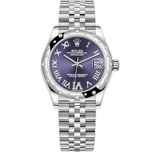 Datejust 31 31mm Jubilee Bracelet Oystersteel and White Gold with Aubergine Diamond Dial Diamond-Set Bezel