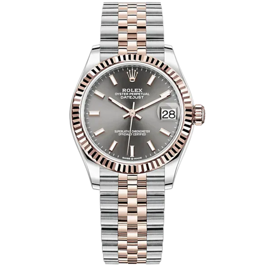 Datejust 31 31mm Jubilee Bracelet Oystersteel and Everose Gold with Slate Dial Fluted Bezel