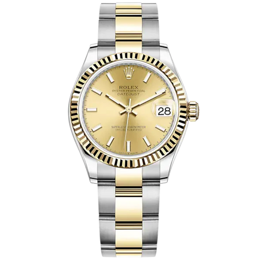 Datejust 31 31mm Oyster Bracelet Oystersteel and Yellow Gold with Champagne-Colour Dial Fluted Bezel