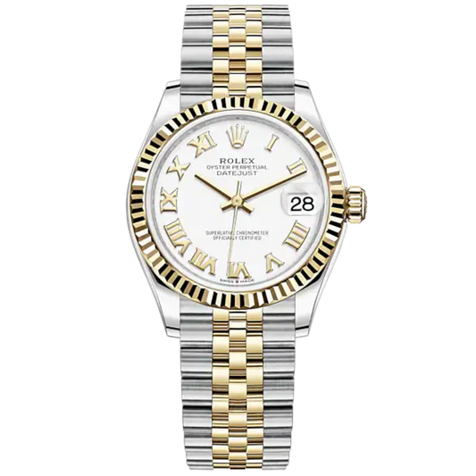 Datejust 31 31mm Jubilee Bracelet Oystersteel and Yellow Gold with White Dial Fluted Bezel