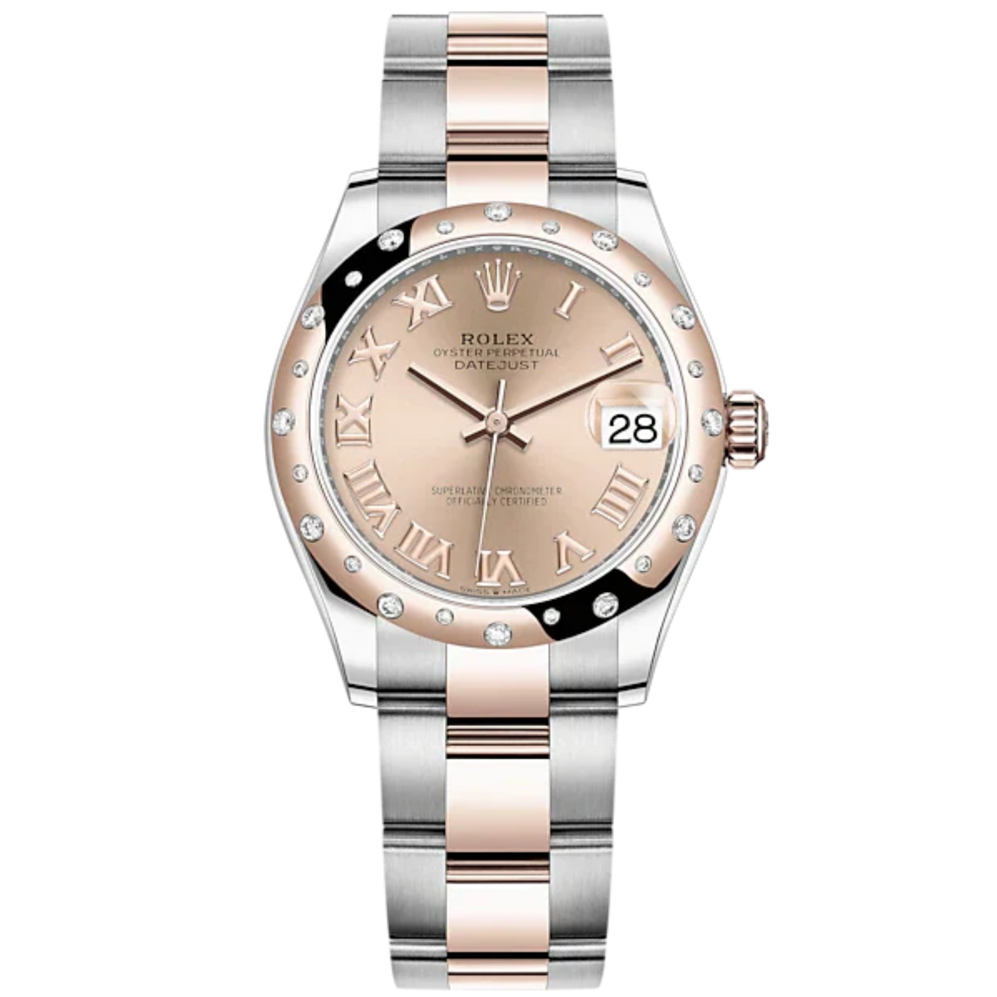 Datejust 31 31mm Oyster Bracelet Oystersteel and Everose Gold with Rosé-Colour Roman Dial Diamond-Set Bezel