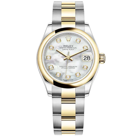 Datejust 31 31mm Oyster Bracelet Oystersteel and Yellow Gold with White Mother-Of-Pearl Diamond-Set Bezel Yellow Gold Bezel