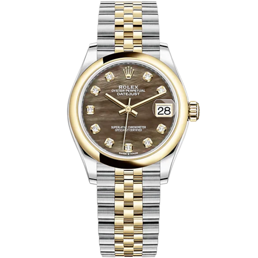 Datejust 31 31mm Jubilee Bracelet Oystersteel and Yellow Gold with Black Mother-Of-Pearl Diamond-Set Dial Yellow Gold Bezel