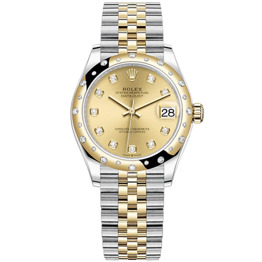 Datejust 31 31mm Jubilee Bracelet Oystersteel and Yellow Gold with Champagne-Colour Diamond-Set Dial Diamond-Set Bezel