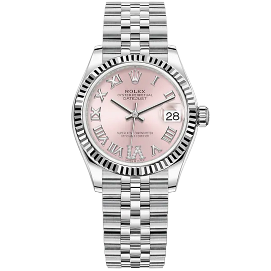 Datejust 31 31mm Jubilee Bracelet Oystersteel and White Gold with Pink Diamond Dial Fluted Bezel