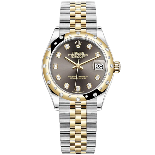 Datejust 31 31mm Jubilee Bracelet Oystersteel and Yellow Gold with Dark Grey Diamond-Set Dial Diamond-Set Bezel