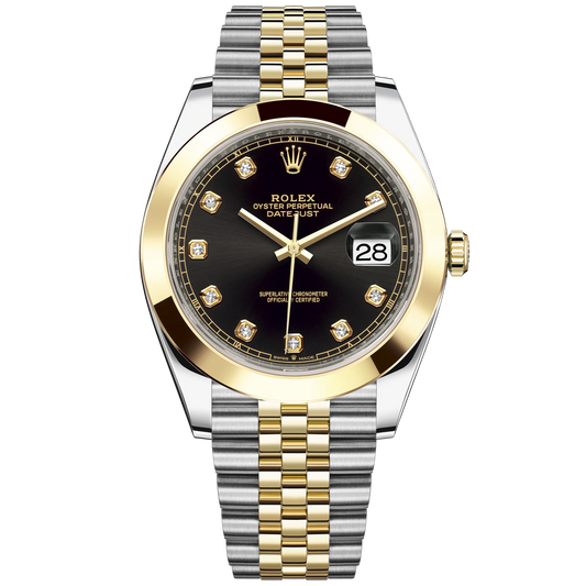 Datejust 41 41mm Jubilee Bracelet Oystersteel and Yellow Gold with Bright Black Diamond-Set Dial Yellow Gold Bezel
