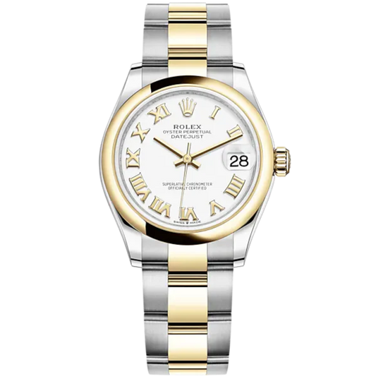 Datejust 31 31mm Oyster Bracelet Oystersteel and Yellow Gold with White Dial Yellow Gold Bezel
