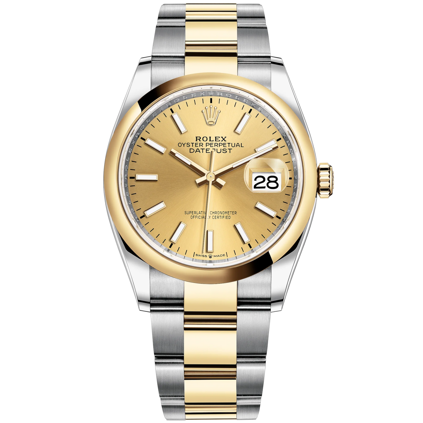 Datejust 36 36mm Oyster Bracelet Oystersteel and Yellow Gold with Champagne-Colour Dial Domed Bezel