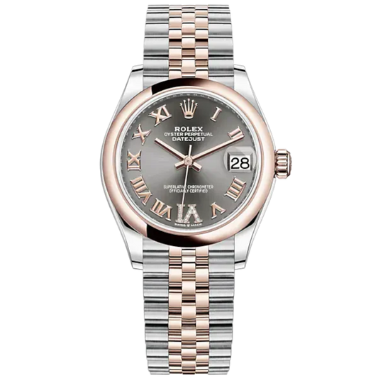 Datejust 31 31mm Jubilee Bracelet Oystersteel and Everose Gold with Slate Diamond Dial Everose Gold Bezel