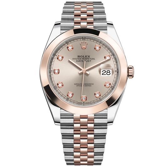 Datejust 41 41mm Jubilee Bracelet Oystersteel and Everose Gold with Sundust Diamond-Set Dial Everose Gold Bezel