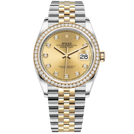 Datejust 36 36mm Oystersteel Jubilee Bracelet and Yellow Gold with Champagne-Colour Diamond-Set Dial Diamond-Set Bezel
