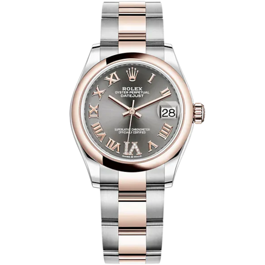 Datejust 31 31mm Oyster Bracelet Oystersteel and Everose Gold with Slate Diamond Dial Everose Gold Bezel