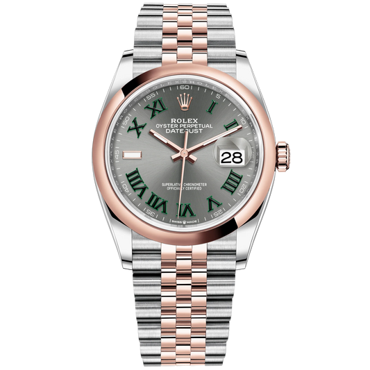 Datejust 36 36mm Oystersteel Jubilee Bracelet and Everose Gold with Slate Dial Domed Bezel