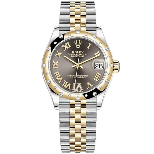 Datejust 31 31mm Jubilee Bracelet Oystersteel and Yellow Gold with Dark Grey Diamond Dial Diamond-Set Bezel