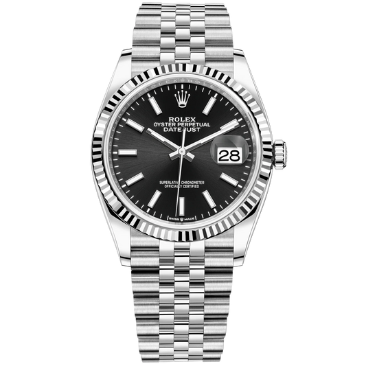 Rolex Datejust Ref. 126234 36mm Jubilee Bracelet White Gold Black Stick Dial