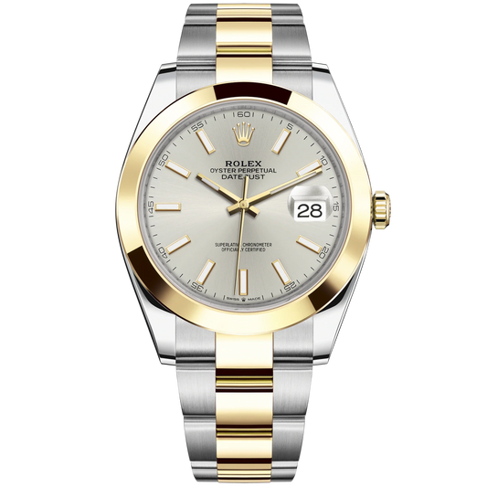 Datejust 41 41mm Oyster Bracelet Oystersteel and Yellow Gold with Silver Dial Yellow Gold Bezel