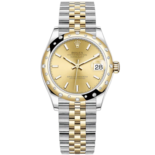 Datejust 31 31mm Jubilee Bracelet Oystersteel and Yellow Gold with Champagne-Colour Dial Diamond-Set Bezel
