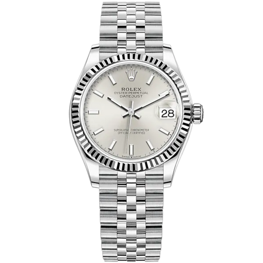 Datejust 31 31mm Jubilee Bracelet Oystersteel and White Gold with Silver Dial Fluted Bezel