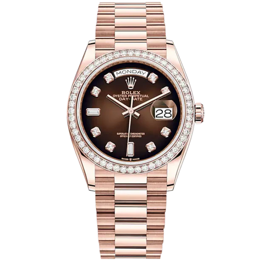 Day-Date 36 36mm President Bracelet and 18 KT Everose Gold with Brown Ombré Dial Diamond-Set Dial Diamond-Set Bezel
