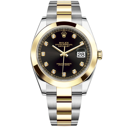 Datejust 41 41mm Oyster Bracelet Oystersteel and Yellow Gold with Bright Black Diamond-Set Dial Yellow Gold Bezel